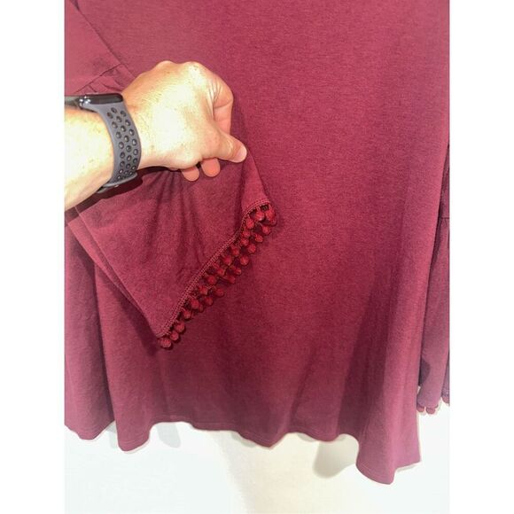 Johnny Was Calme’ Maroon Blouse 3/4 Sleeve Bamboo Blend Small - Picture 3 of 5